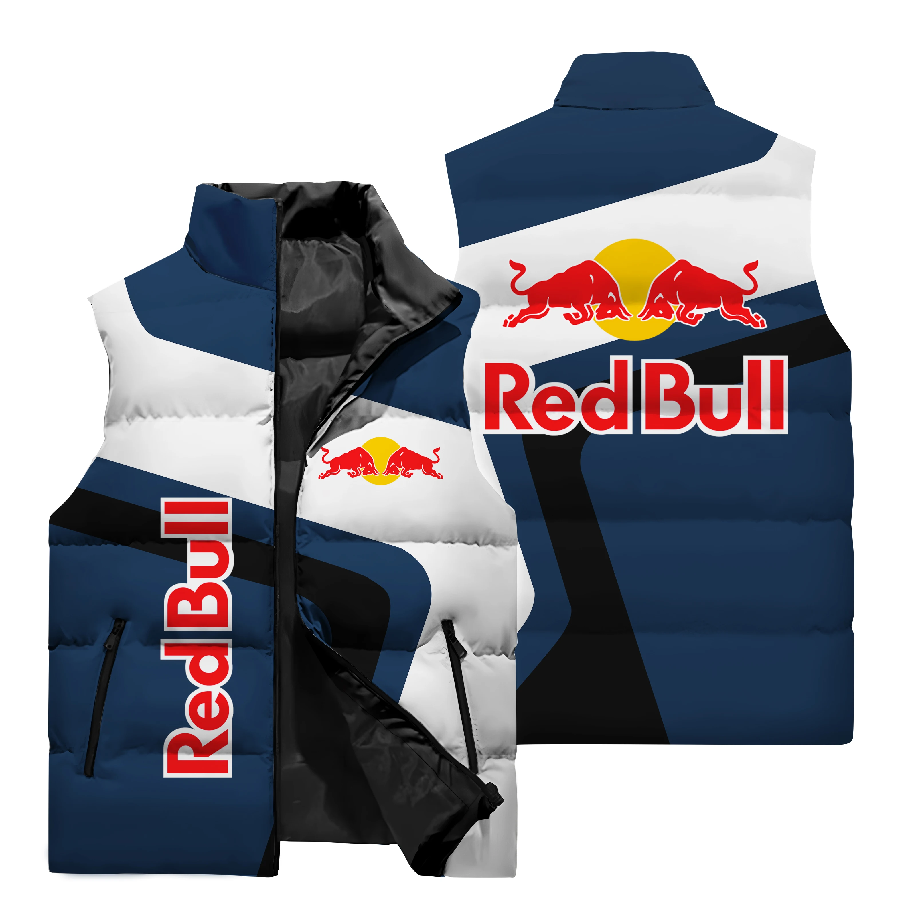 New Men's Red Bull Cycling Vest with Red Bull Logo 3D Digital Printed Jacket, Fashionable Red Bull Motorcycle Cycling Vest