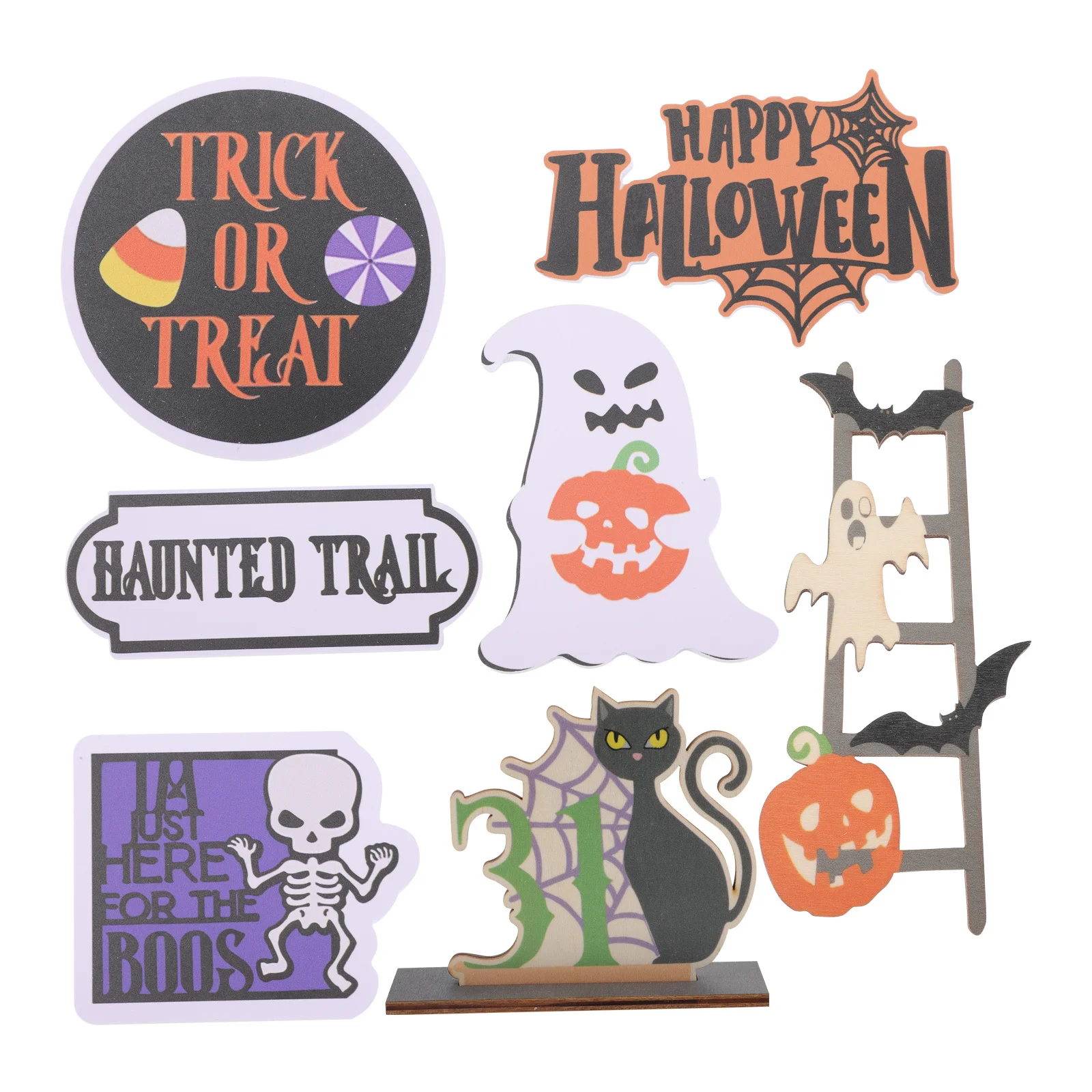 

1Set Wood Halloween Tiered Tray Decor Exquisite Craft Sign for Fall Tiered Tray Decor Items Home Halloween Decorations