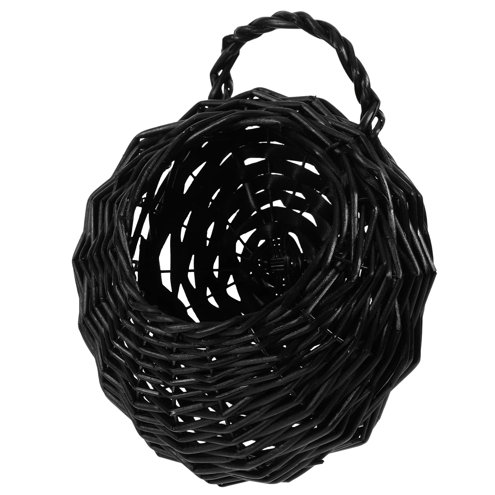 

Rattan Wall Hanging Flower Pot Wicker Basket Black XH24-135 Small Handwoven Decorative Planter Storage Garden