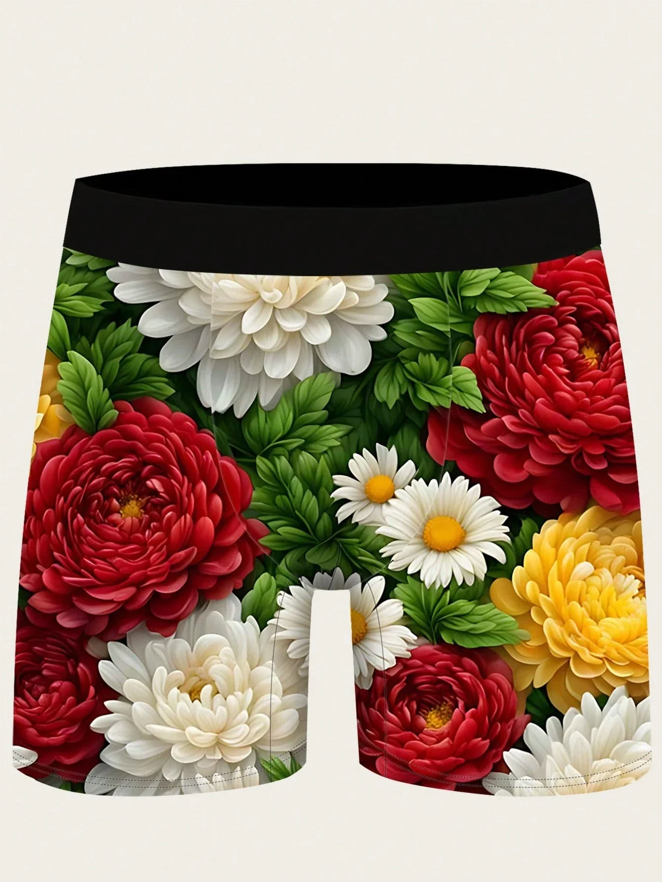

Мужские трусы-боксеры из полиэстера с цветочным принтом хризантем, мягкие, эластичные, дышащие