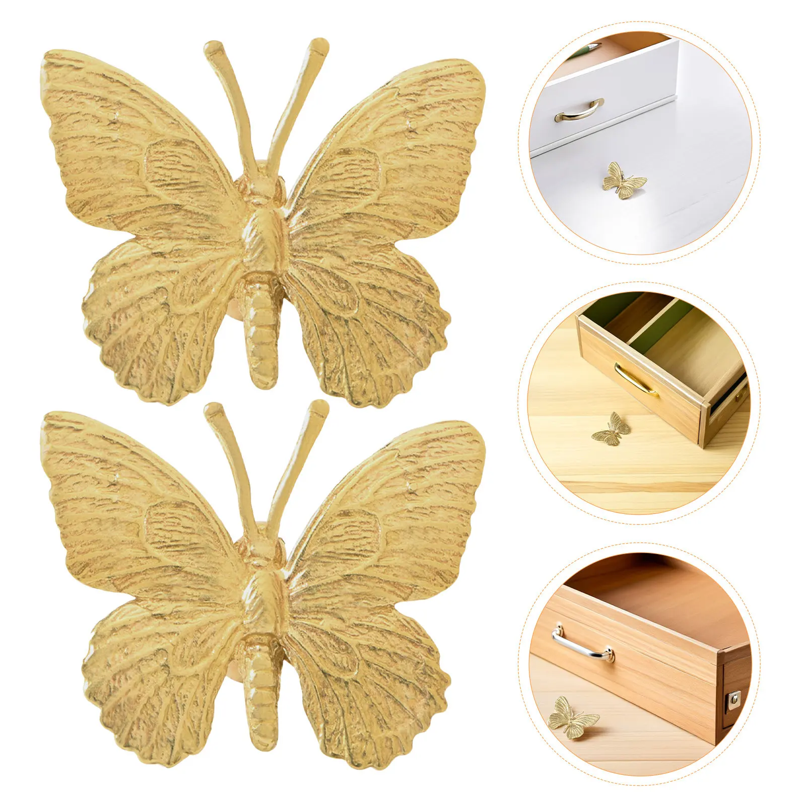 2Pcs Brass Butterfly Cupboard Handle Vintage Style Drawer Pull for Kitchen Wardrobe Dresser Cabinet Door Furniture Replacement