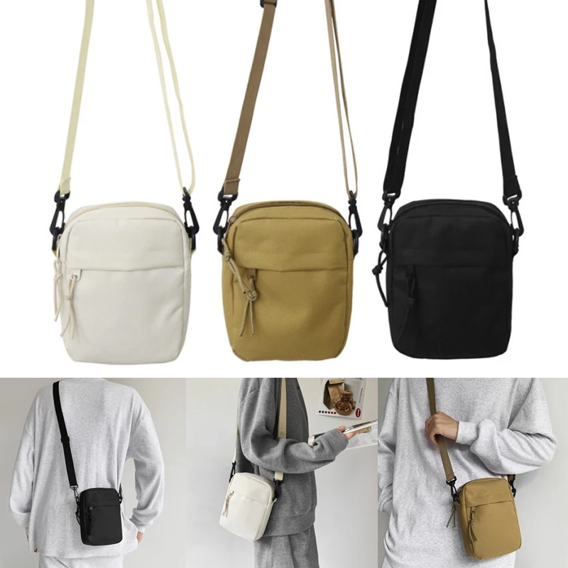 New 3 Colors Messenger Sling Bags For Men Casual Canvas Small Zipper Crossbody Pouch Simple Small Crossbody Shoulder Bag Men Bag