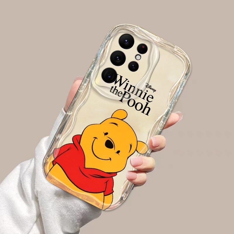 Cartoon Disney Winnie Bear For Samsung Galaxy S24 S23 S21 S21 S20 Ultra Plus Transparent Soft Wave Oil Phone Case image 3