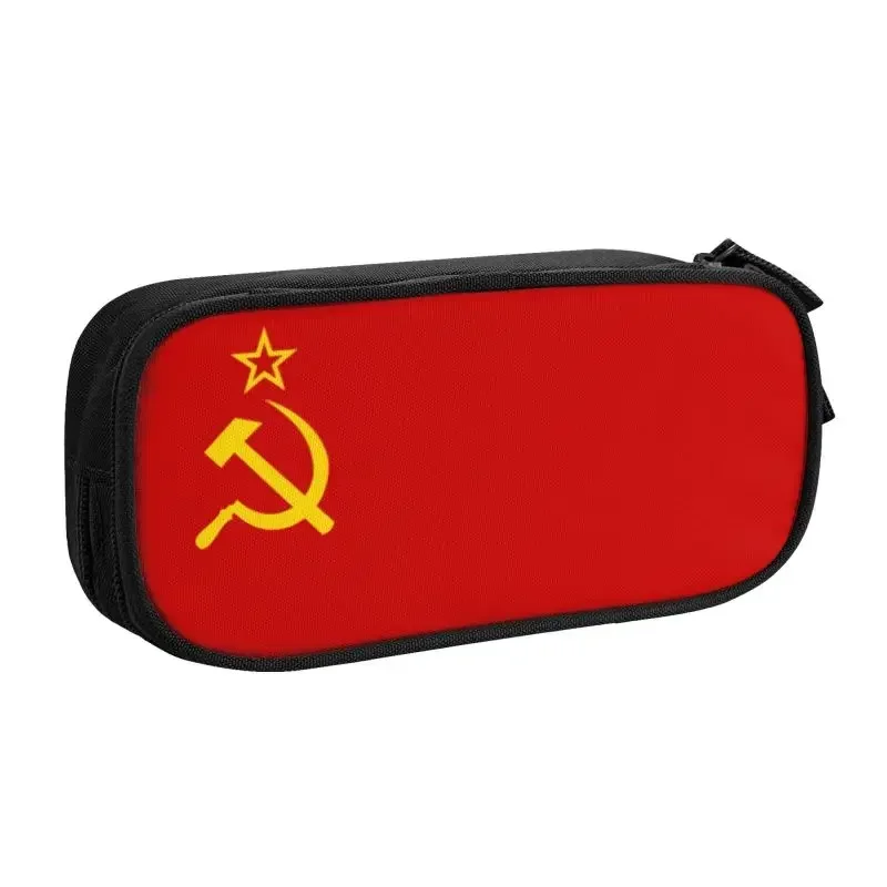 Cute Flag Of The Soviet Union Pencil Case for Boys Gilrs Large Capacity Russian CCCP Pencil Bag School Accessories