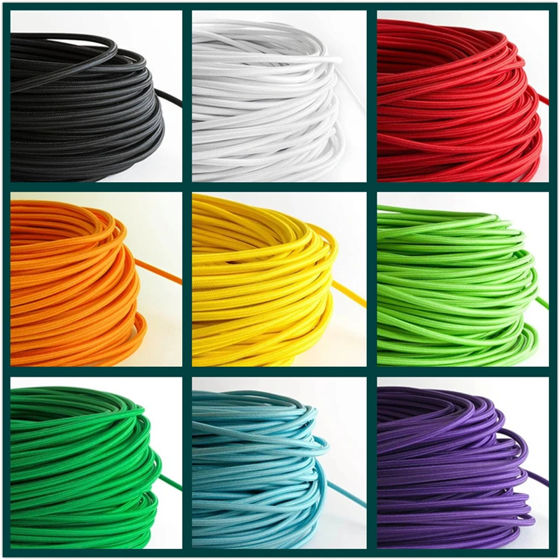 100meters 2*0.75mm Vintage Electrical Wire Textile Cable Edison Vintage Lamp Cord textile Retro Pendant Light Lamp Wire