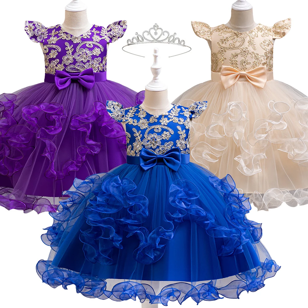 

Свадебные платья с цветочным узором для девочек, вечерние красивые кружевные платья с цветочной вышивкой для девочек, пышные платья для дня рождения, первого причастия