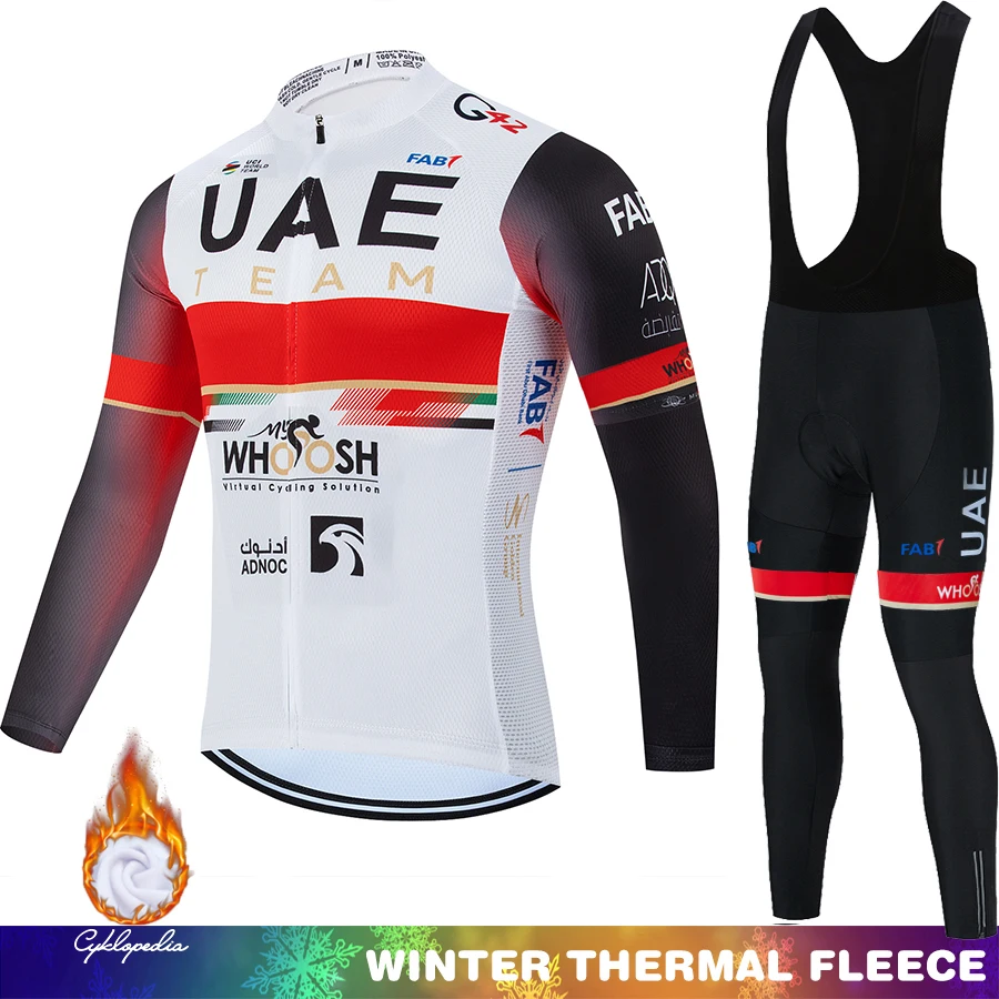 

Fleece Jersey Cycling UAE Bike Thermal Clothing Men 2025 Men's Pants Winter Suit Man Biking Clothes Cycle Retro Mens Set Bib Mtb