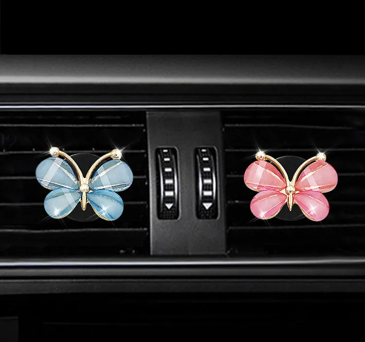 Clipe de ar condicionado de carro borboleta colorida ornamento de borboleta clipe de saída de ar decoração acessórios de ornamento interior mulher