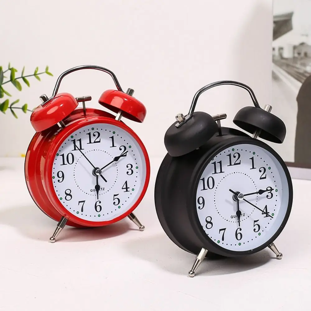 Reloj despertador clásico creativo Vintage de 3 pulgadas, reloj despertador Retro súper ruidoso, tipo silencioso, doble campana, despertador, aprendizaje para estudiantes