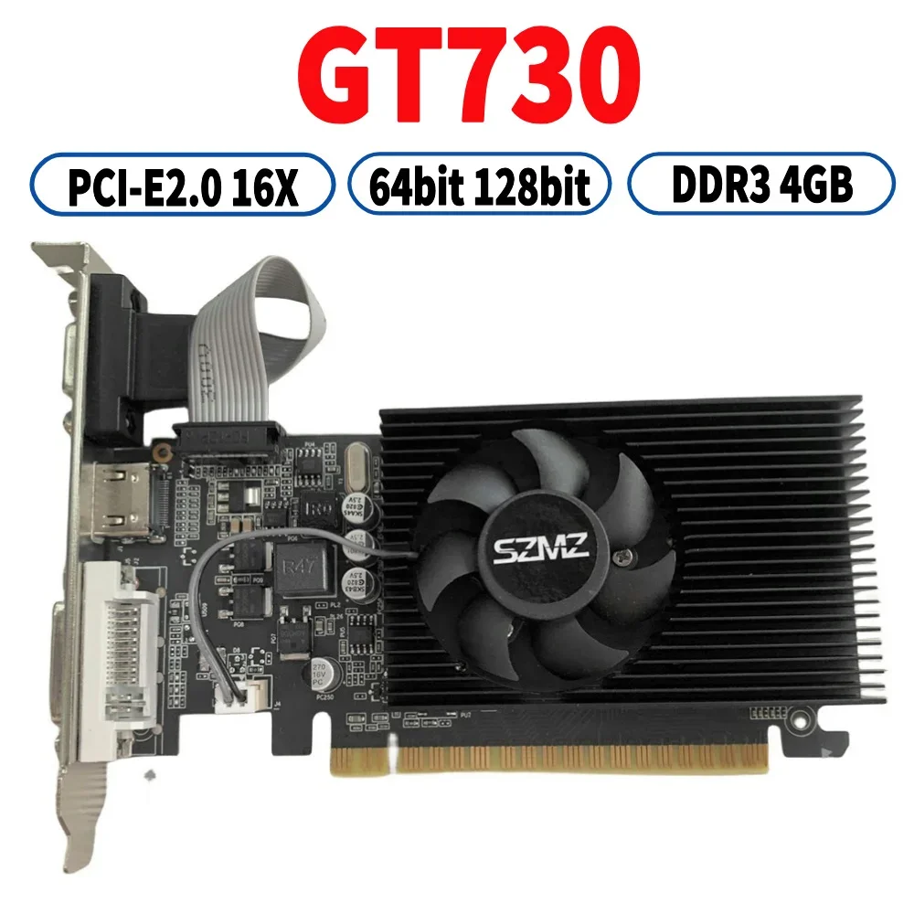 

GT730 Video Card 4GB PCI-E2.0 16X DDR3 Graphics Card with Cooling Fan with VGA DVI HDMI-compatible Port video card GT730 4GB