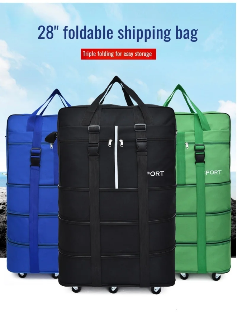 

Large Capacity Foldable Travel Bag, 158-Inch Airline Checked Luggage with Spinner Wheels, Ideal for Overseas Study and Moving