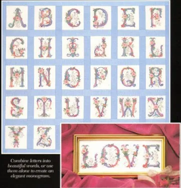 

hh Top Quality classical lovely counted cross stitch kit flower alphabet ABC dimensions 00237