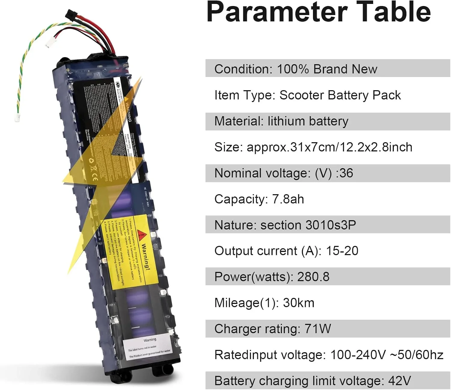 

(with Communication) 10S3P 36V 7.8Ah High Capacity Battery Pack,18650 Li-ion Battery Replacement Kit for M365 Electric Scooter