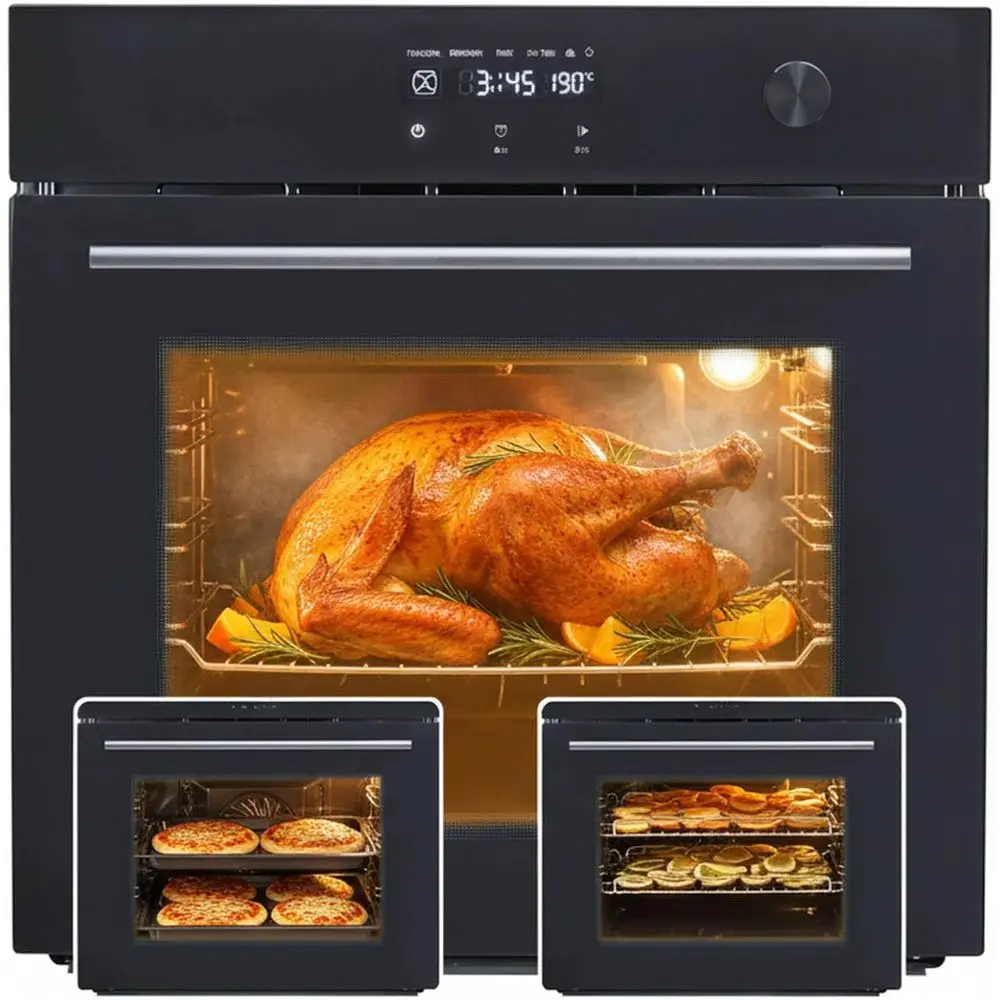 

24 Inch Electric Wall Oven & Air ry – 3000W Convection, 2.5 Cu. t. Compact Size, Touch Control Digital Display, Multi-unction Co