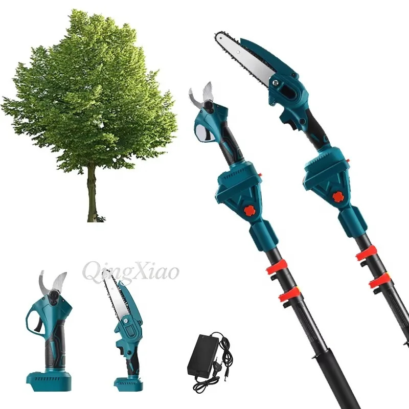 21V 800W Industrial Cordless Lithium Electric Telescopic Pole Chain Saw Pruning Shears Tool For Tree Trimming Garden Maintenance