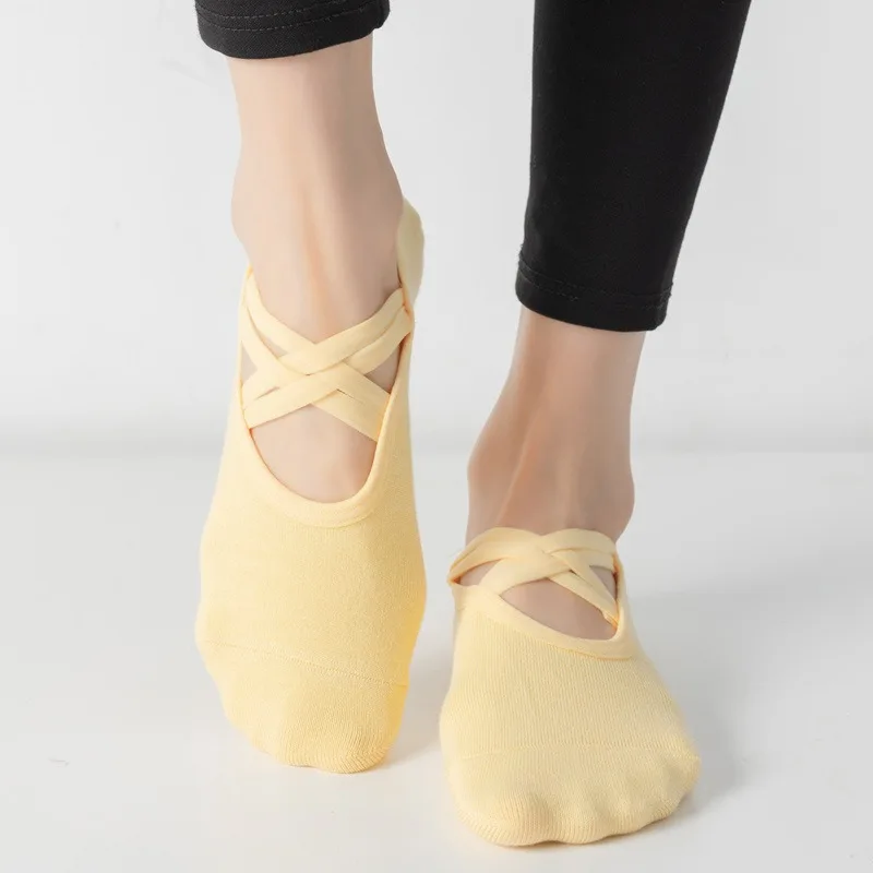 

Women Cross Strap Backless Yoga Socks Silicone Anti Slip Pilates Ballet Dance Fitness Sports Yoga Clothing Sportswear