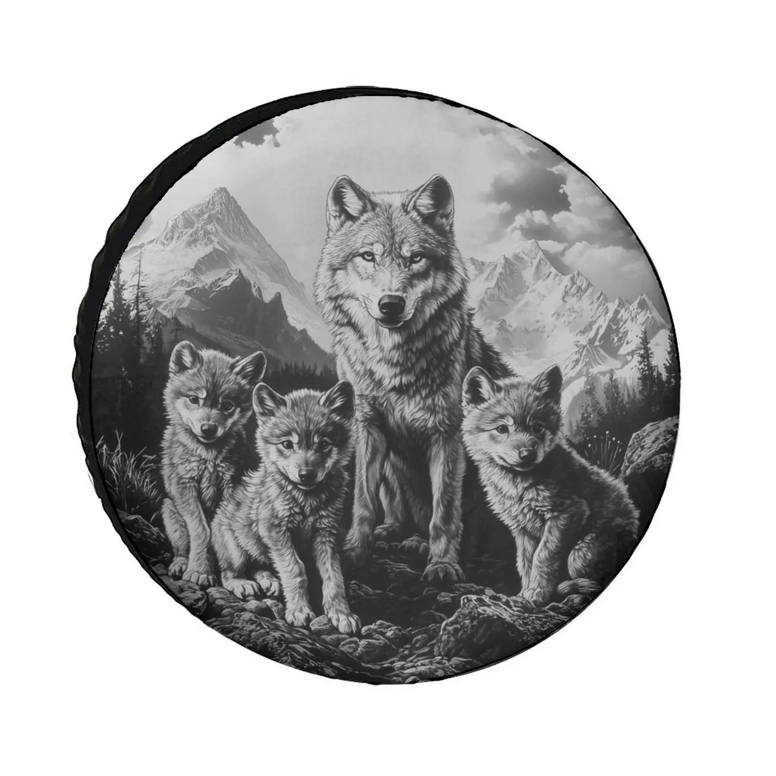 

1 шт., полиэстеровый чехол для шин с дизайном лесного волка, водонепроницаемая и пыленепроницаемая защита колес для внедорожников, автофургонов, прицепов, грузовиков