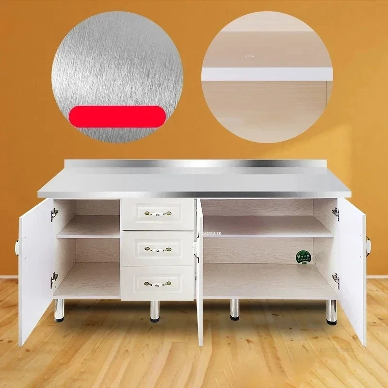 & Stainless Steel Kitchen Sinks Cabinet Modern Home Kitchen Cabinet Dishwashing Sink Multi-functional Floor Standing Washing Sin