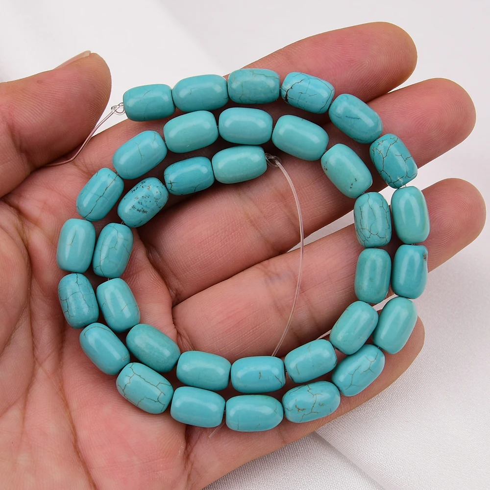 2 Strands Natural Stone Freedom Irregular Cylinder Blue Turquoise Gems Loose Beads 15.5'' Strands Jewelry Making DIY