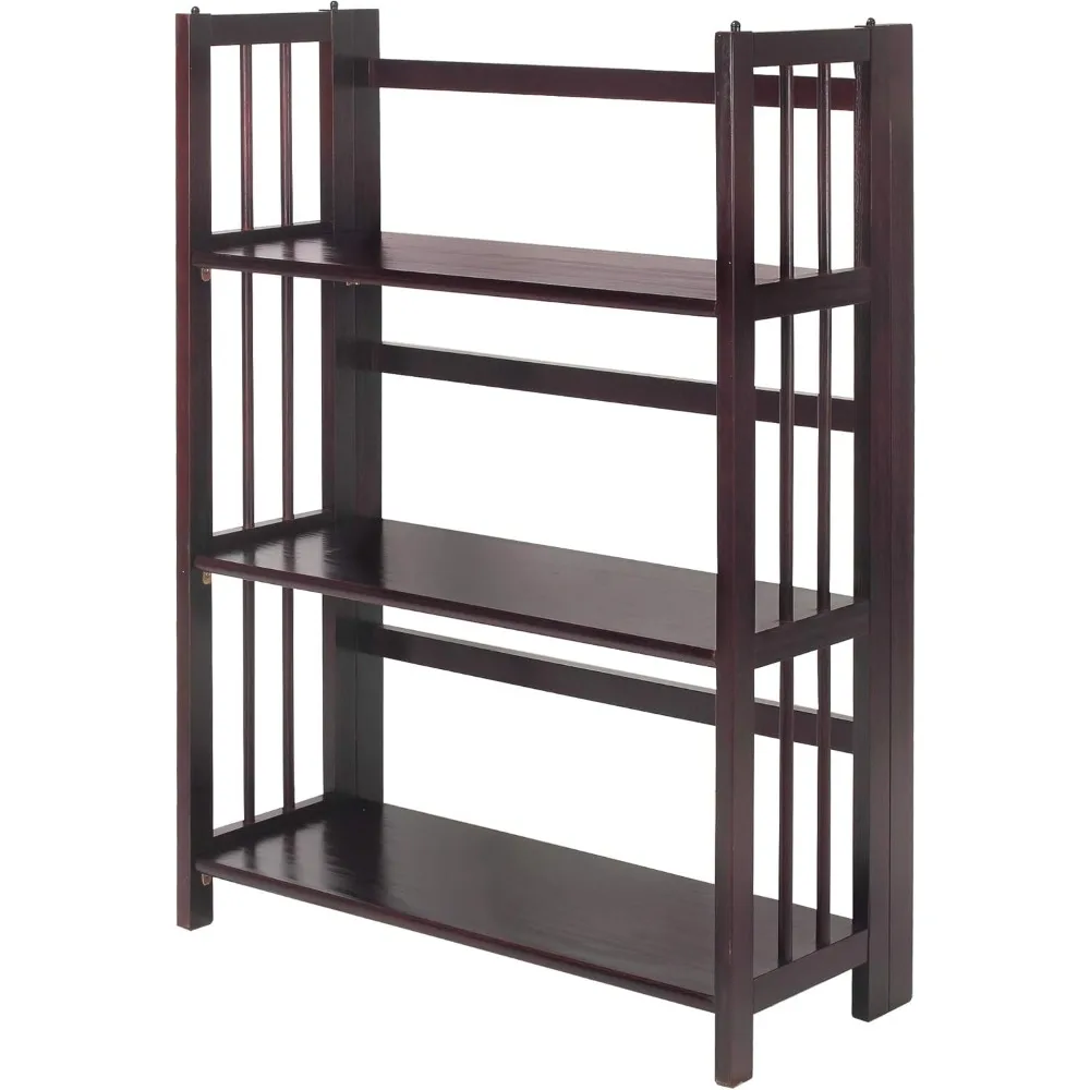 

3 Shelf Folding Stackable Bookcase, 27.5" Wide, Espresso