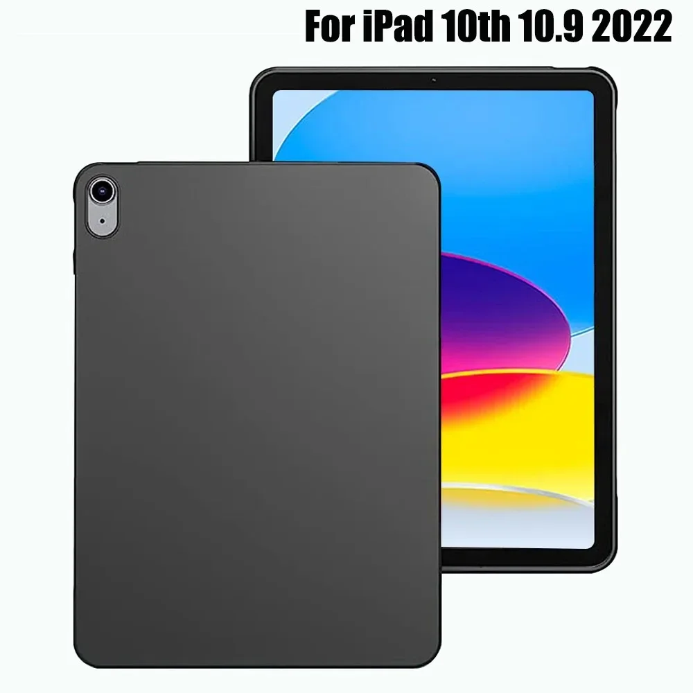 Tablet Case For iPad 10 2022 10th Generation A2696 Flexible Soft TPU Black Shell Back Cover for Apple iPad 10 9 Inch 2022 Case