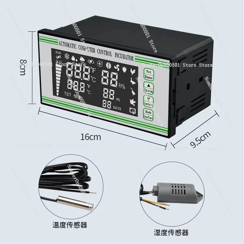 XM-18S Incubator Controller, Automatic Temperature and Humidity Color Screen Thermostat