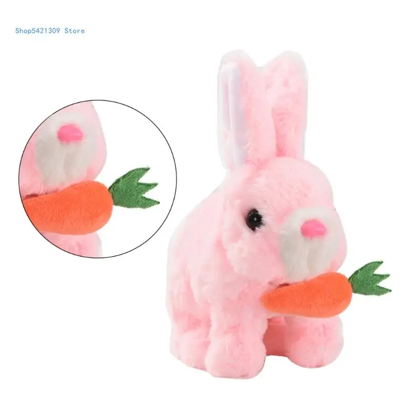 85WA Plush Electric Rabbit Toy with Squeaks Sound Electric Appease Toy for Kids