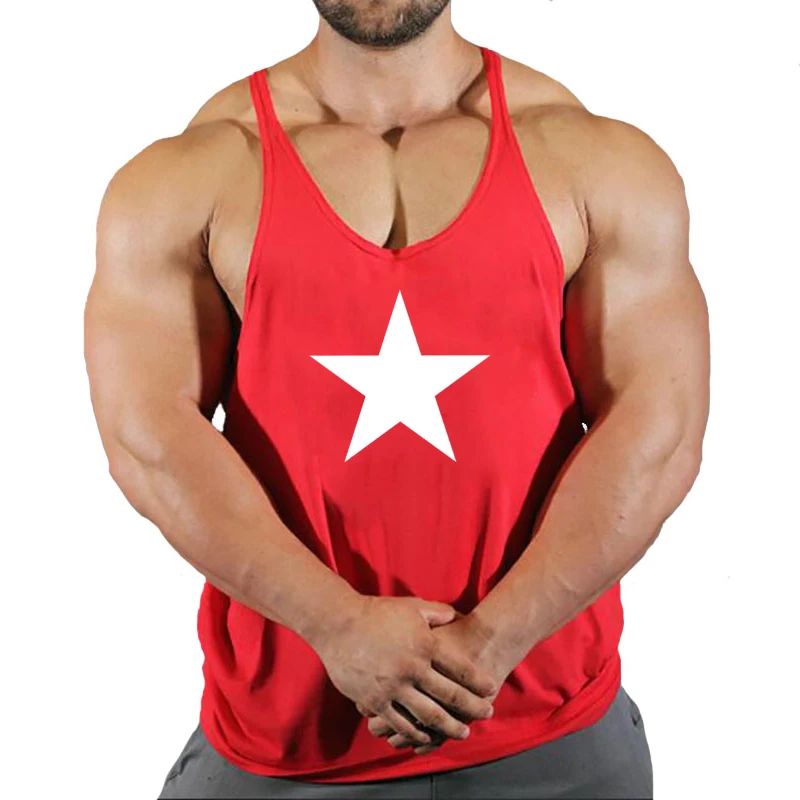 Muscle summer personalized creative star print pattern sleeveless breathable men's fitness hip-hop casual comfortable vest
