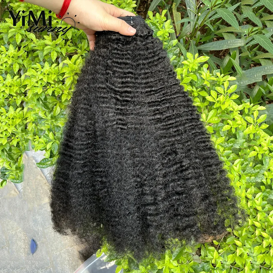 Burmese Kinky Krullend Menselijk Haar Bundels Mongoolse Maagdelijke Human Hair Extension Weave Inslag Voor Vrouwen Full Head Yimisunny