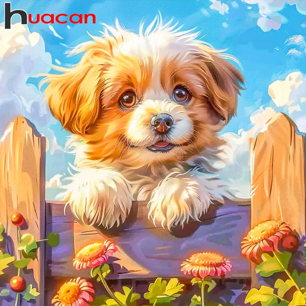 

Huacan полная алмазная живопись собака цветок Алмазная вышивка животное новая коллекция 2025 подарок