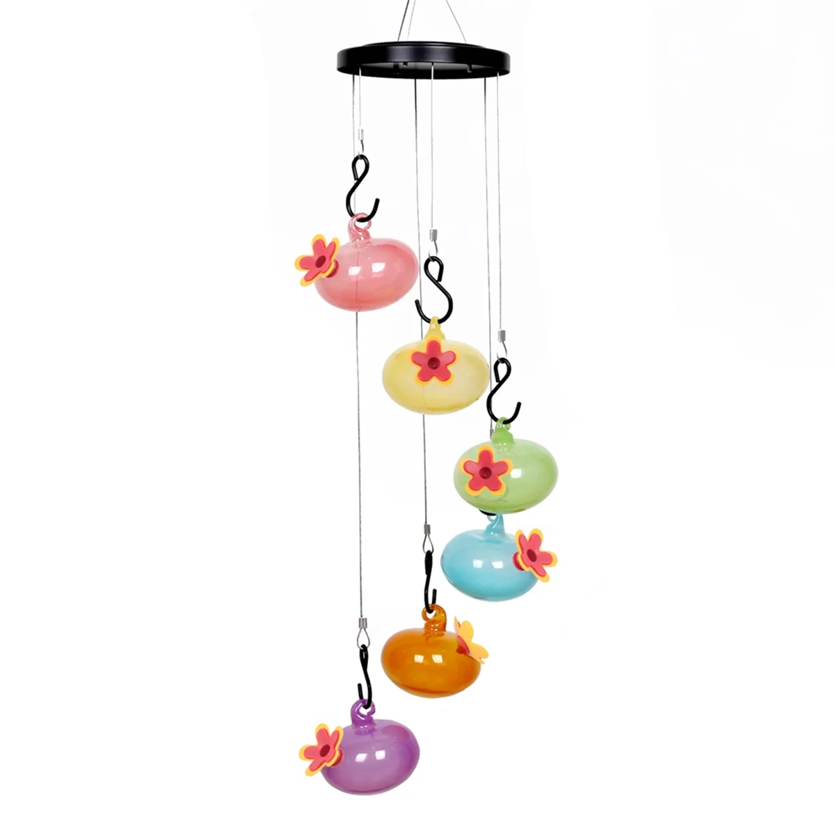 Charming Wind Chimes Bird Feeders for Outdoors Hanging Ant and Bee Proof, Glass Bird Feeders for Garden