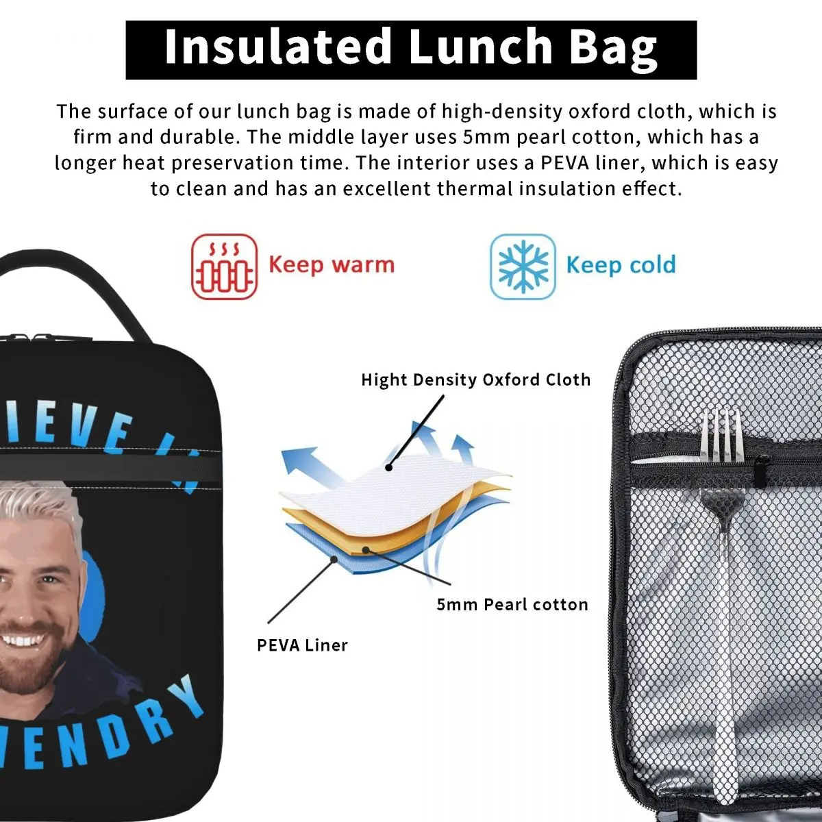 Ich glaube an Joe Hendry isolierte Lunch Bag Lebensmittel behälter tragbare Thermo kühler Lunchbox für Picknick