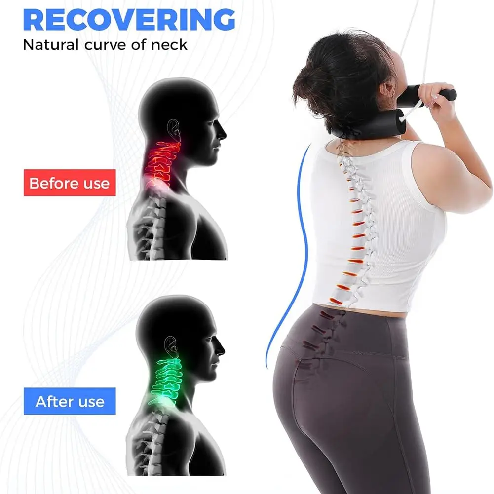 Cervical Traction Device Over Door Neck Decompression Belt Height Adjustable Cushioned Spring Spine Stretcher Portable 334g for