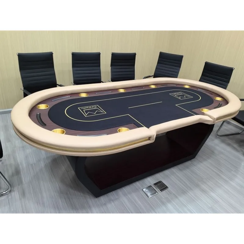 

Luxury high-end Texas poker table quality assurance LED light desktop armrest fireproof chips chess and card Depu table