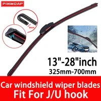 Limpiaparabrisas de goma doble con gancho J U para limpiaparabrisas de coche, 13 ""14"" 16 ""18"" 19 ""20"" 21 ""22"" 24 ""26"" 28 "", limpiaparabrisas impermeables