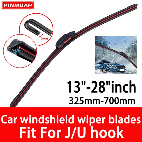 Imagen 1 del producto Limpiaparabrisas de goma doble con gancho J U para limpiaparabrisas de coche, 13 ""14"" 16 ""18"" 19 ""20"" 21 ""22"" 24 ""26"" 28 "", limpiaparabrisas impermeables