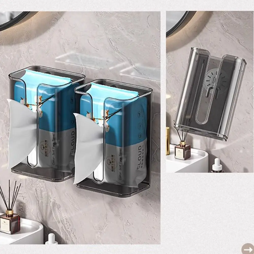

Punch-Free Suction Cup Tissue Box Waterproof Clear Paper Towel Storage Rack Removable Space Saving Toilet Paper Holder Bathroom