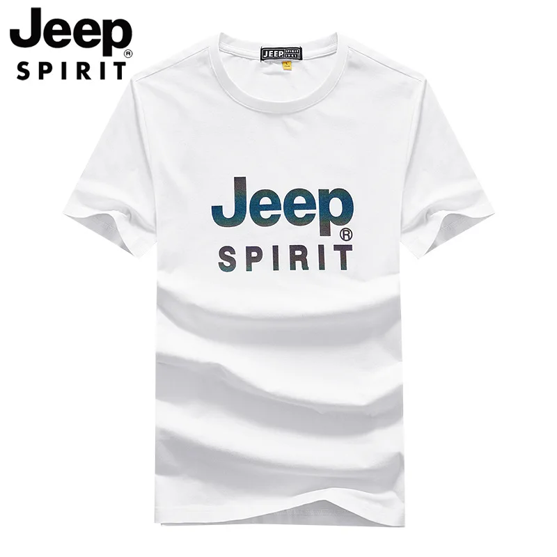 JEEP SPIRIT new summer round neck t-shirt loose oversized casual cotton short sleeve men\'s sports comfortable breathable top