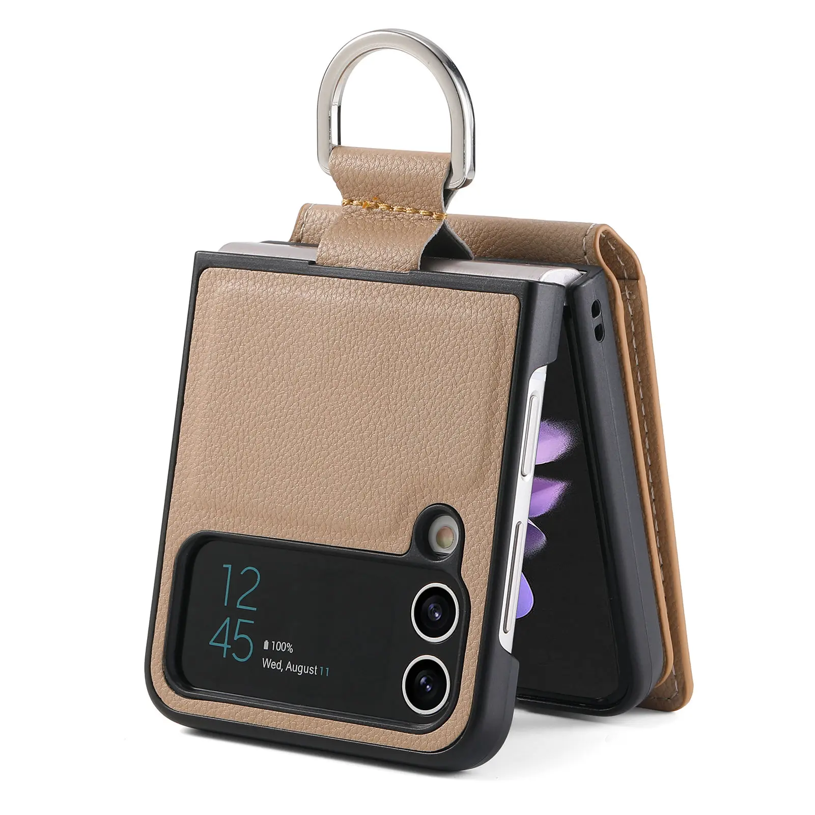 Vertical Cards Solt Magnetic Wallet Ring Holder Leather Case for Samsung Galaxy Z Flip 8 7 FE 6 5 4 Flip4 5G Zflip4 Stand Cover