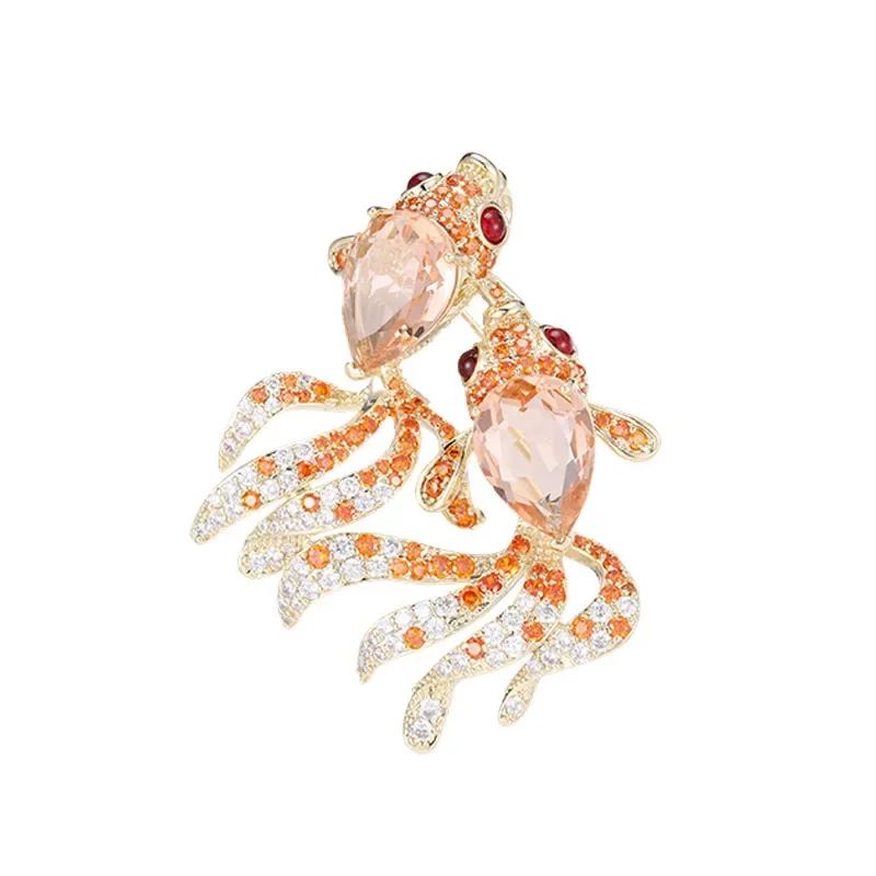Chinese-style creative and cute goldfish brooch, women's high-end koi corsages, suit jacket pin accessories 2025 new