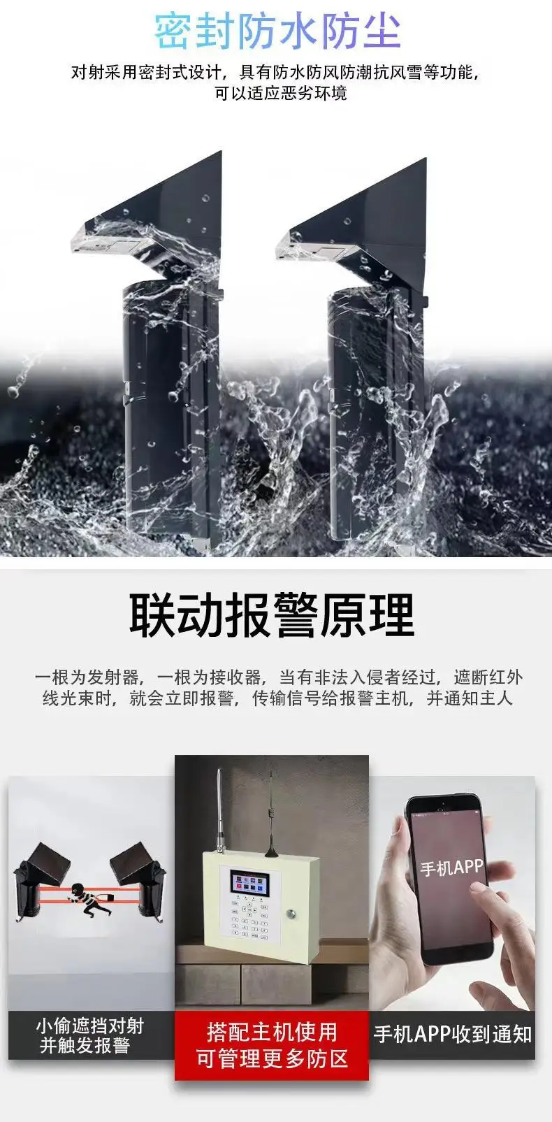 Wired  Pet Immune Solar Energy Infrare Emission Sensor For Burglar Alarm System Beam Detector