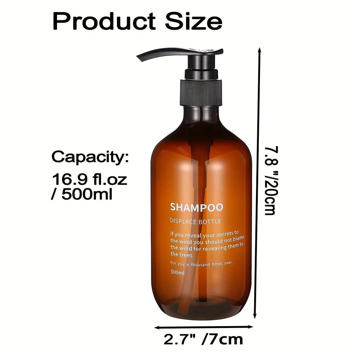 3pcs Waterproof Shampoo Conditioner Dispenser Set Reusable Pump Bottles for Shower Soap Body Wash Hair Care with Printed Label