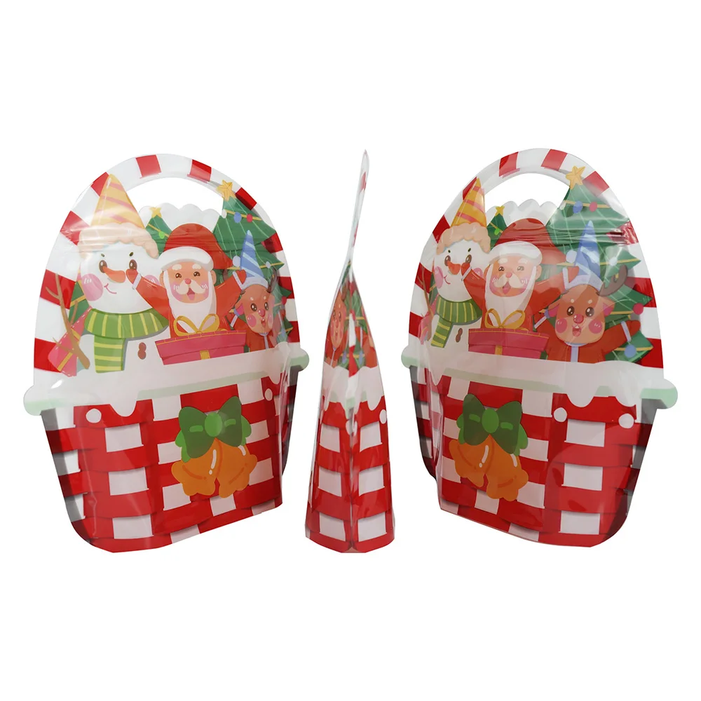 50Pcs Stand Up Ziplock Pouch Candy Cookie Smell Proof Santa Clause Basket  Plastic Ziplock Christmas Packaging Bags