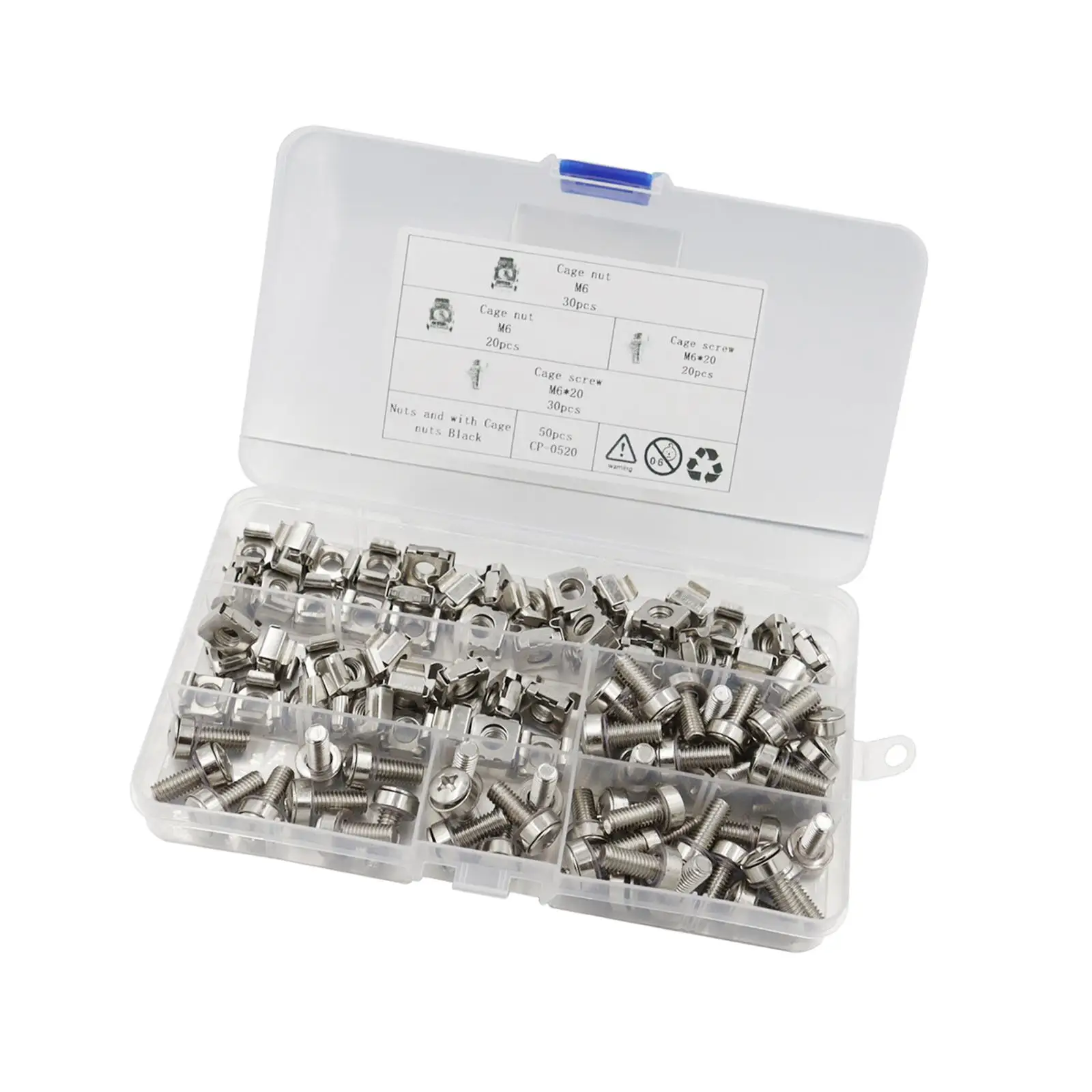 

50Pcs M6 Cage Nuts and Screws Set for Server Racks Cabinets Enclosures Iron Professional Server Rack Screws Square Insert Nuts