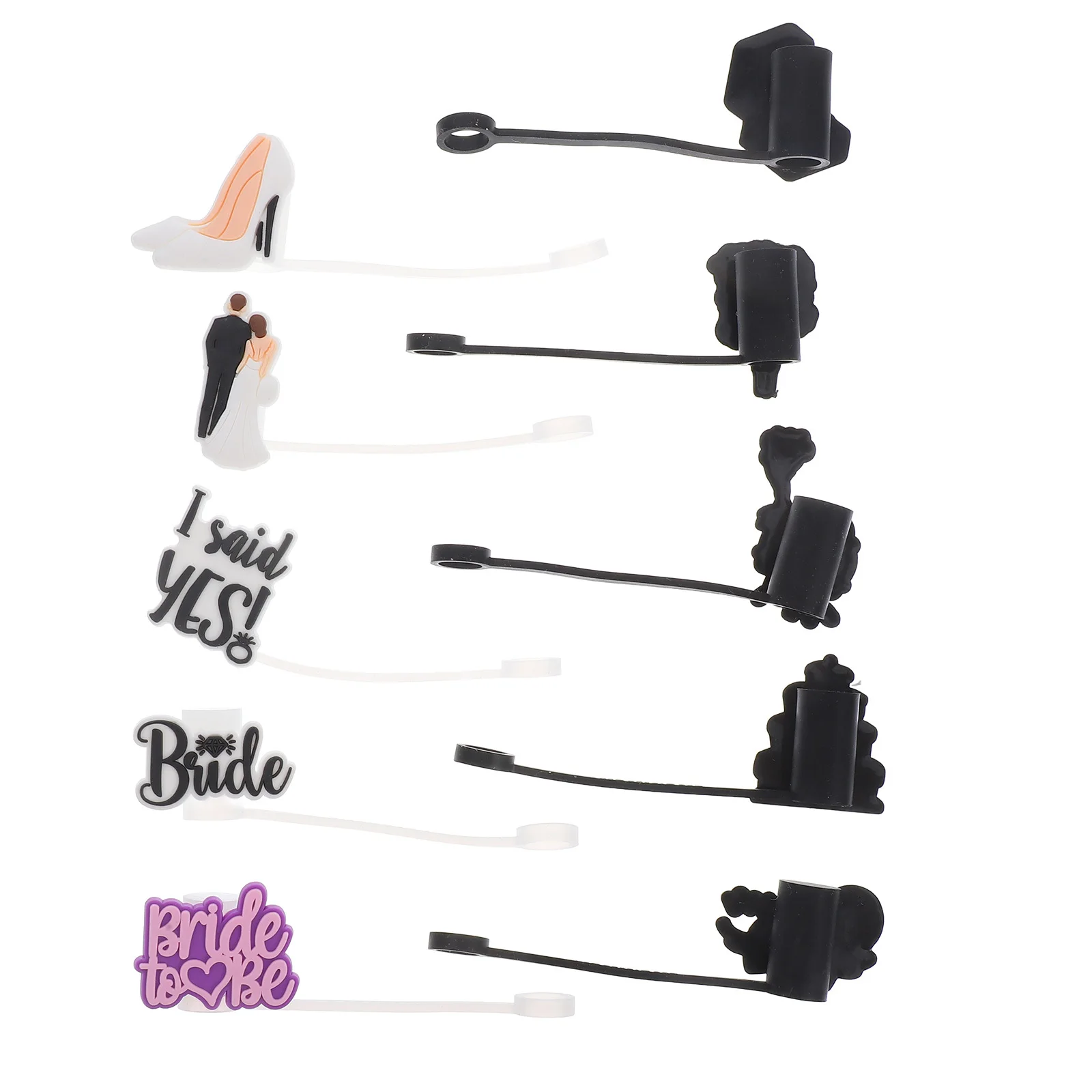 

10Pcs Wedding Series Straw Covers Cute Silicone Toppers Reusable Tips Protector for Bridal Showers and Events Cute Straw Lid