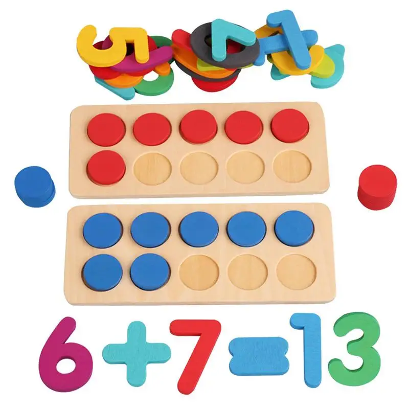 Kids Houten Montessori Speelgoed Optellen En Aftrekken Rekenkundige Tien Frame Set Nummer Tellen Math Game Vroege Educatief Geschenken