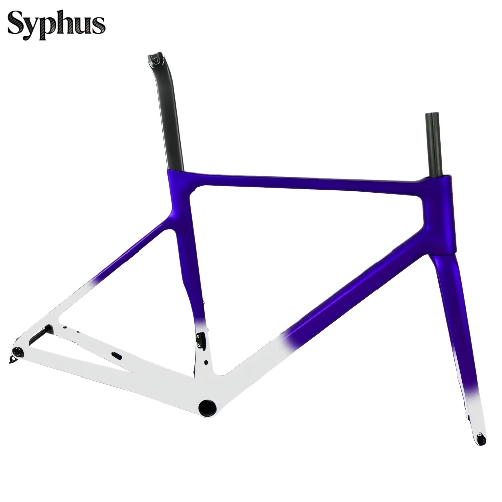 UD Matt Carbon Fiber Road Bicycle Frame, Disc Brake 49-58cm Sizes, Integrated Molding Frameset