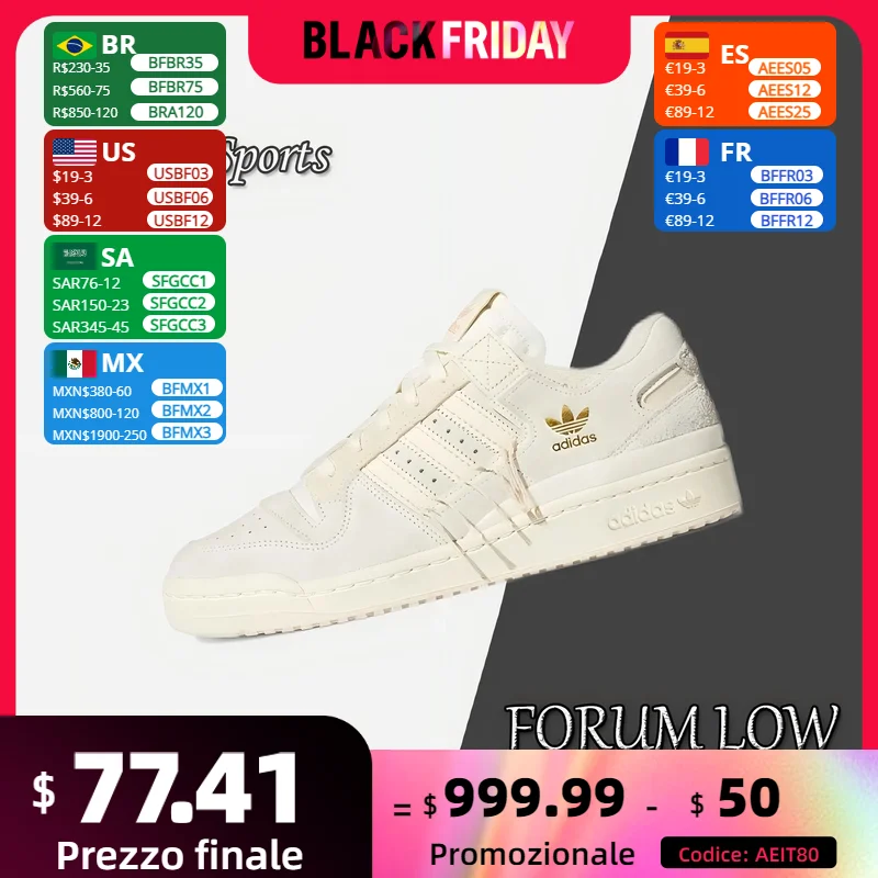 Adidas new listing FORUM LOW men's and women's board shoes comfortable non-slip casual shoes Beige