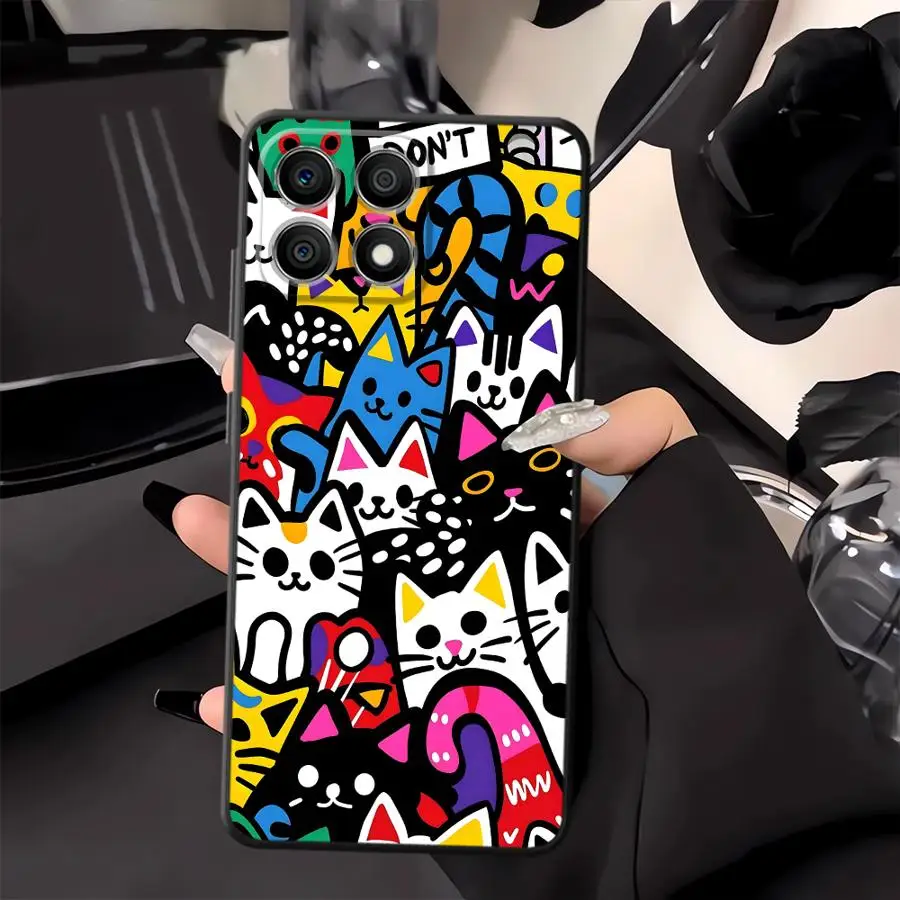 Retro Graffiti Cat Print Funda Phone Cover Case for Huawei P20 P40 Lite P30 P20 Pro P20 Lite 2018 P Smart 2019