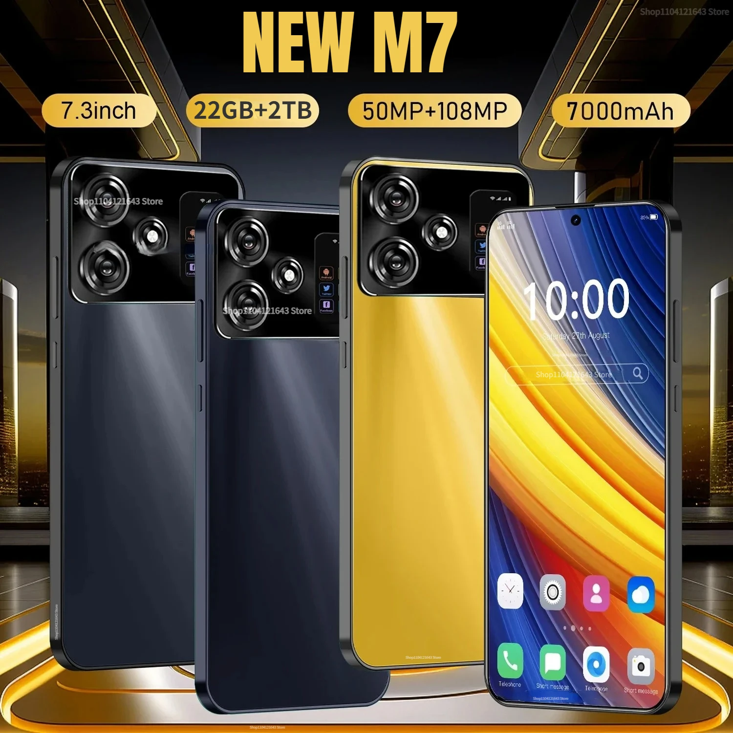 

2024 оригинальный смартфон M7 Φ 22G + Φ 4G/Φ сотовый телефон с двумя Sim-картами Xioami Android 14 разблокированный телефон